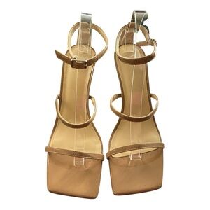 NWT Marc Fisher Elegant Tan Strappy Open Toe Stilettos Sandals Size 10